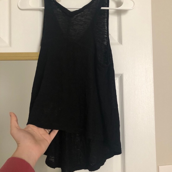 Slightly sheer black v-neck tank top - Picture 2 of 2